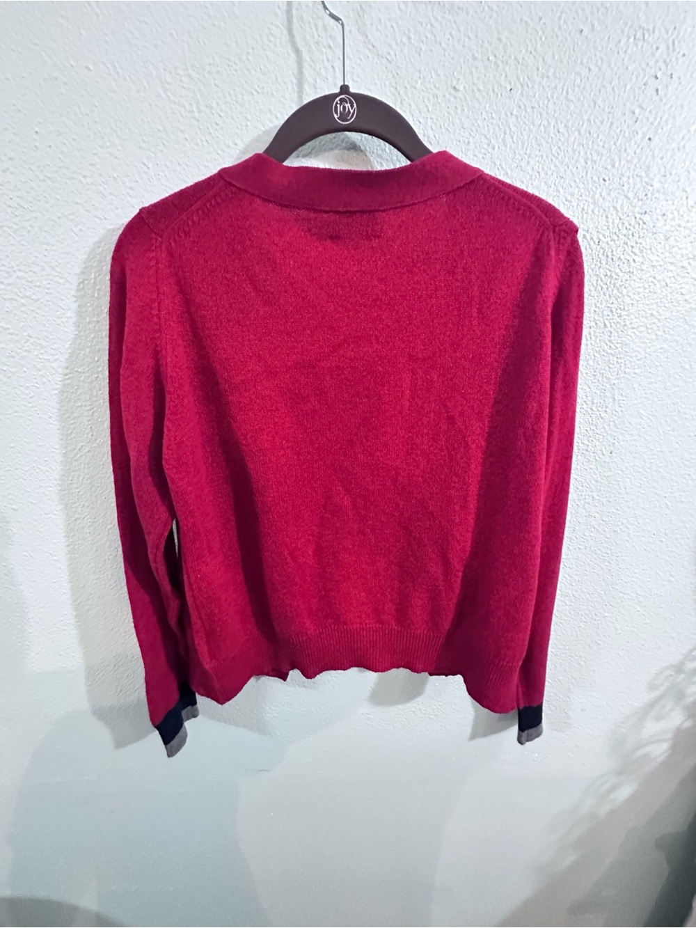BRORA 100% Cashmere Red Cropped Cardigan Sweater UK 8-10 US 4-6 - Picture 3 of 9